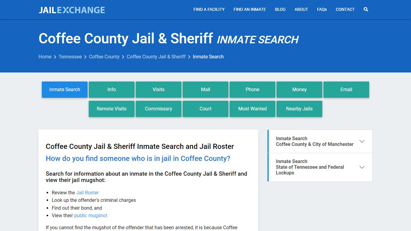 Inmate Search: Roster & Mugshots - Coffee County Jail & Sheriff, TN